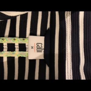 Cabi White and Midnight Striped Jacket